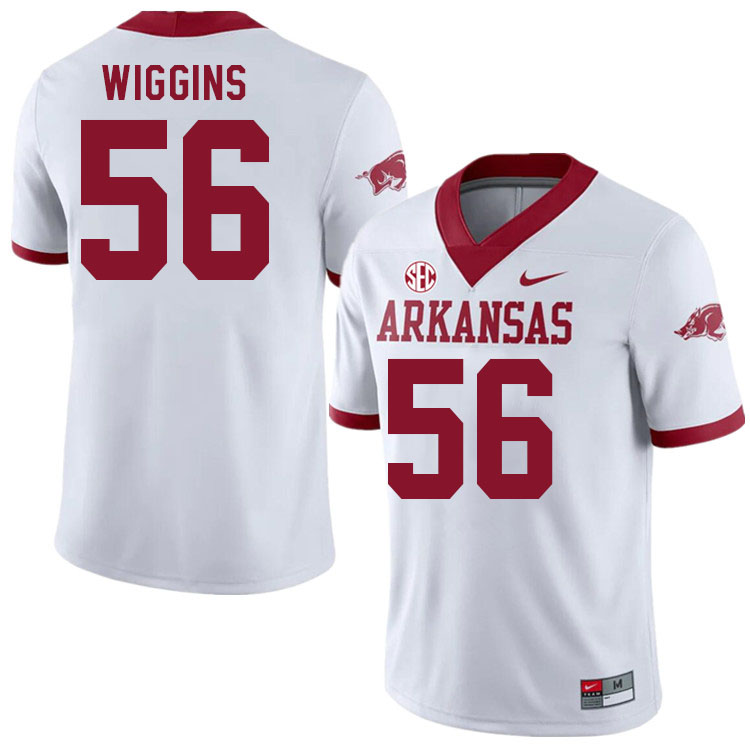 Men #56 Amaury Wiggins Arkansas Razorback College Football Jerseys Stitched Sale-Alternate White - Click Image to Close